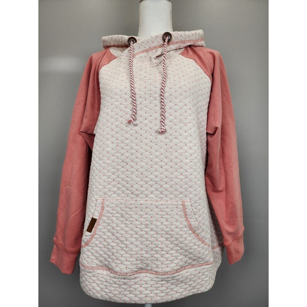 Maurices Pink and Cream Quilted Hoodie